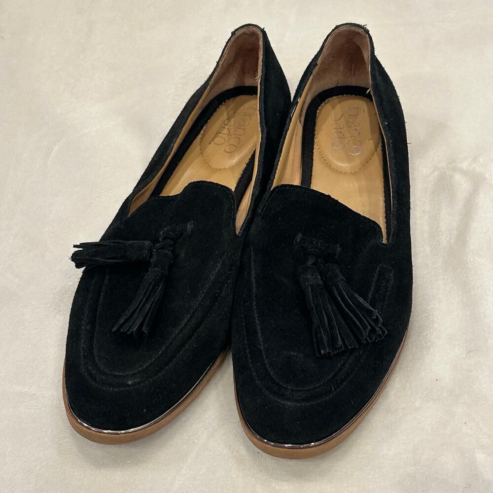Franco Sarto Hilly Black Suede Loafer sz 7.5 Tassel Loafer Flats - Picture 7 of 7